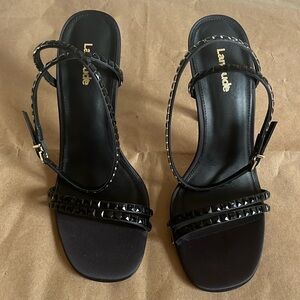 NWOB Authentic Larroude' Lola Crystal Satin Embellished Sandal - Size 7